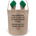 22Feels® Schwiegerpapa Osterkorb von Schwiegertochter mit Henkel Ostergeschenk Tragetasche Ostern Deko Osternest Körbchen Hasenohren (Beige/Grün)-Ostern Tragetasche-22Feels