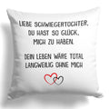 22Feels® Schwiegertochter Geschenk - Kissen mit Spruch (Weiss 40x40cm)-Kissen Weiss 40x40-22Feels