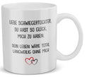 22Feels® Schwiegertochter Geschenk - Tasse mit Spruch: Glück mich zu haben (Weiss, 320ml)-Weisse Tasse 320ml-22Feels