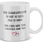 22Feels® Schwiegertochter Geschenk - Tasse mit Spruch: Glück mich zu haben (Weiss, 320ml)-Weisse Tasse 320ml-22Feels