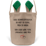 22Feels® Schwiegertochter Frauen Osterkorb mit Henkel Ostergeschenk Tragetasche Ostern Deko Osternest Körbchen Hasenohren (Beige/Grün)-Ostern Tragetasche-22Feels