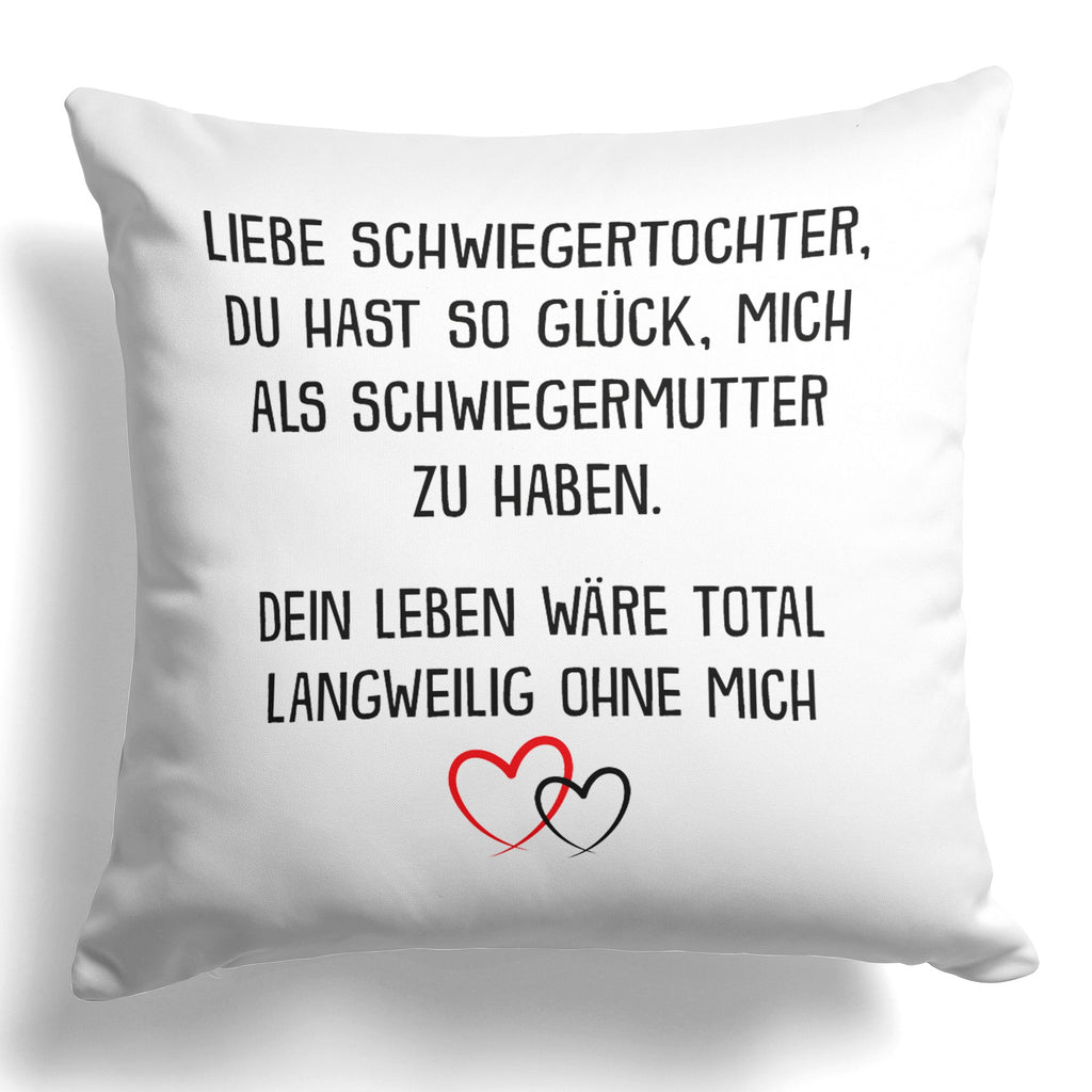 22Feels® Schwiegertochter Geschenk von der Schwiegermama - Kissen mit Spruch (Weiss 40x40cm)-Kissen Weiss 40x40-22Feels