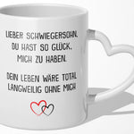 22Feels® Schwiegersohn Geschenk - Tasse mit Spruch (Herzhenkel, Weiss, 320ml)-Tasse Weiss Herzhenkel 320ml-22Feels