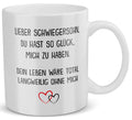 22Feels® Schwiegersohn Geschenk - Tasse mit Spruch: Glück mich zu haben (Weiss, 320ml)-Weisse Tasse 320ml-22Feels