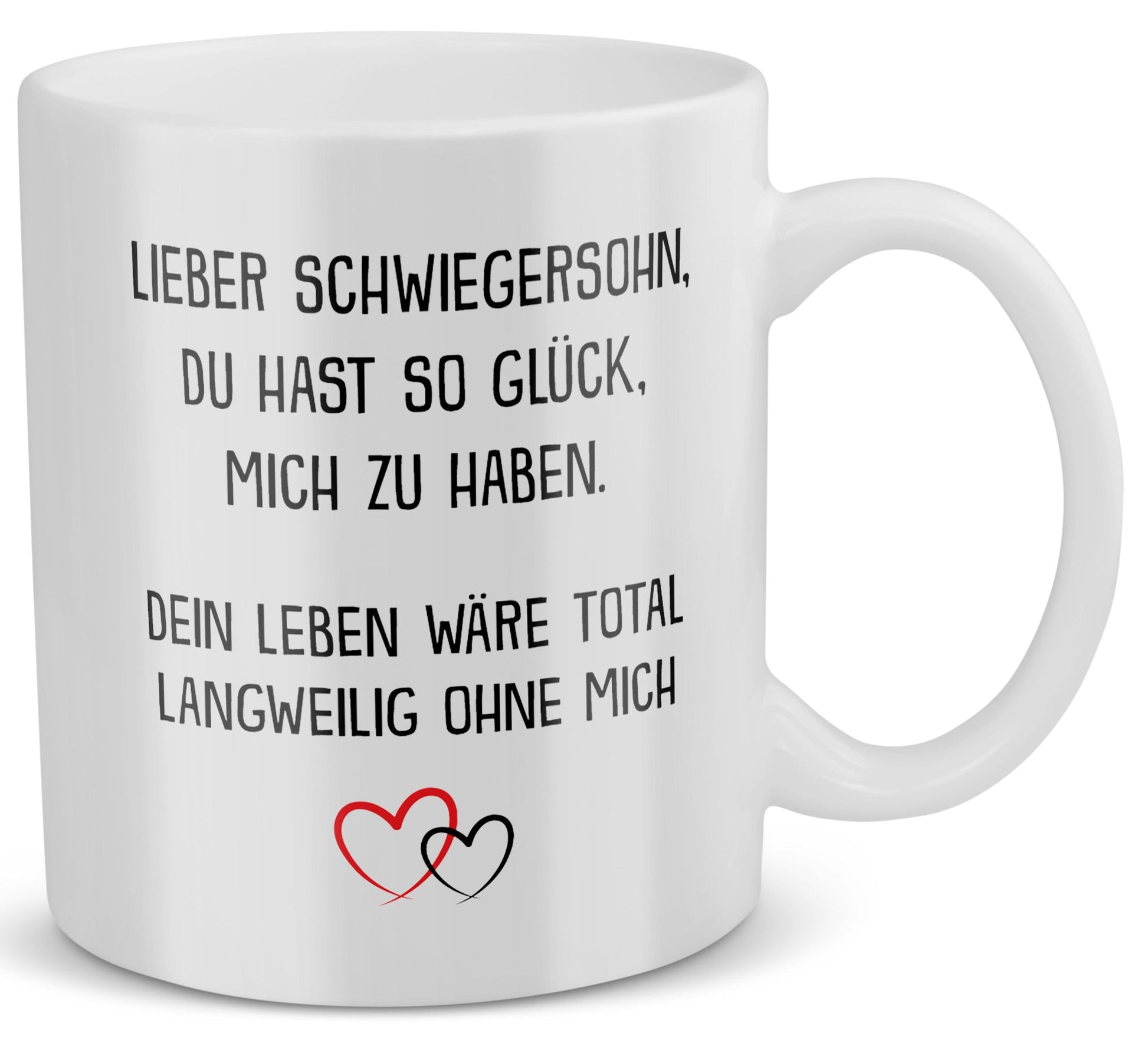 22Feels® Schwiegersohn Geschenk - Tasse mit Spruch: Glück mich zu haben (Weiss, 320ml)-Weisse Tasse 320ml-22Feels