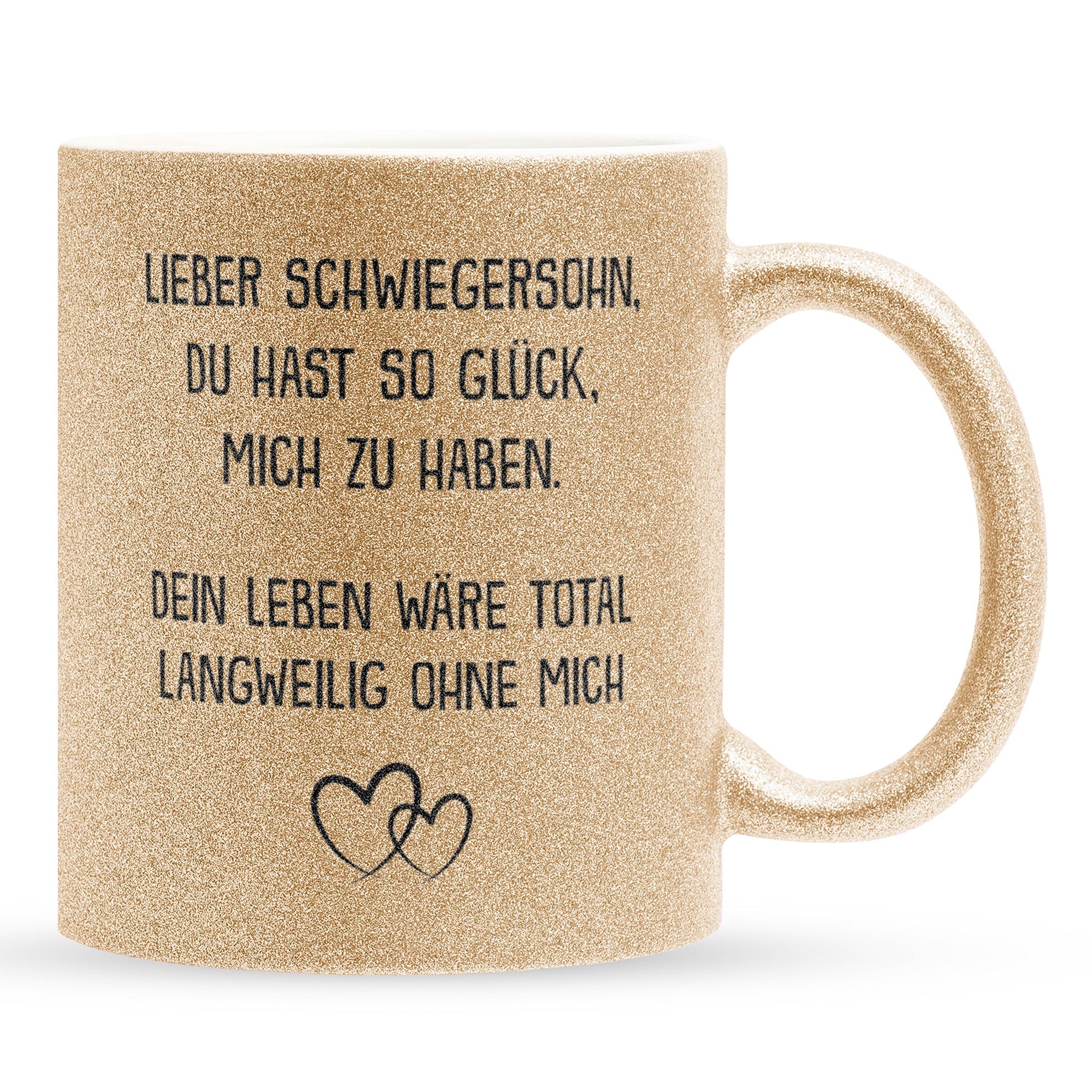 22Feels® Schwiegersohn Geschenk - Glitzertasse mit Spruch (Gold, 320ml)-Glitzertasse Gold 320ml-22Feels