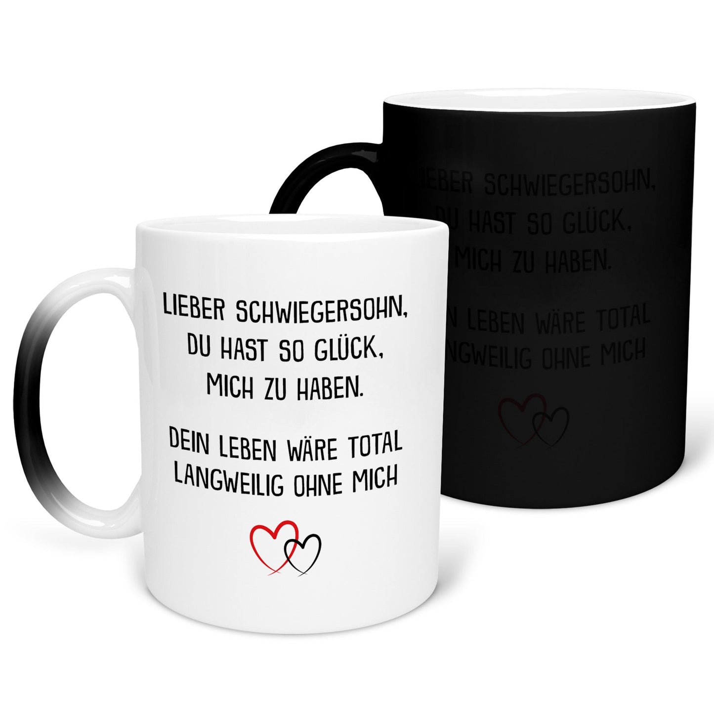 22Feels® Schwiegersohn Geschenk - Zaubertasse mit Spruch (Matt-Schwarz und Weiss, 320ml)-Farbwechsel Tasse Matt 320ml-22Feels