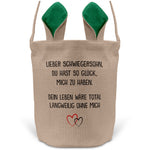 22Feels® Schwiegersohn Männer Osterkorb mit Henkel Ostergeschenk Tragetasche Ostern Deko Osternest Körbchen Hasenohren (Beige/Grün)-Ostern Tragetasche-22Feels