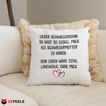 22Feels® Schwiegersohn Geschenk von der Schwiegermama - Kissen mit Spruch (Weiss 40x40cm)-Kissen Weiss 40x40-22Feels