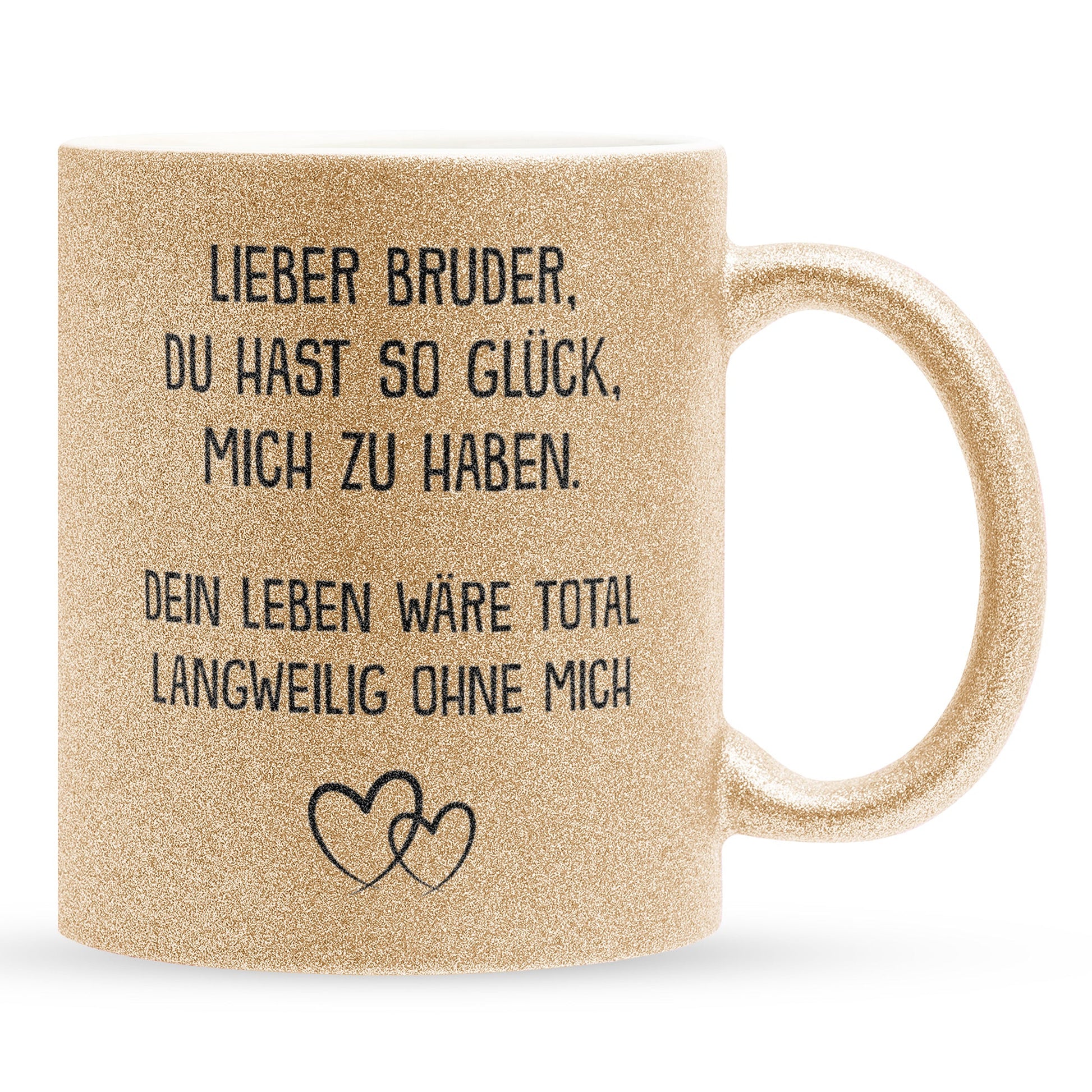 22Feels® Bruder Geschenk - Glitzertasse mit Spruch (Gold, 320ml)-Glitzertasse Gold 320ml-22Feels