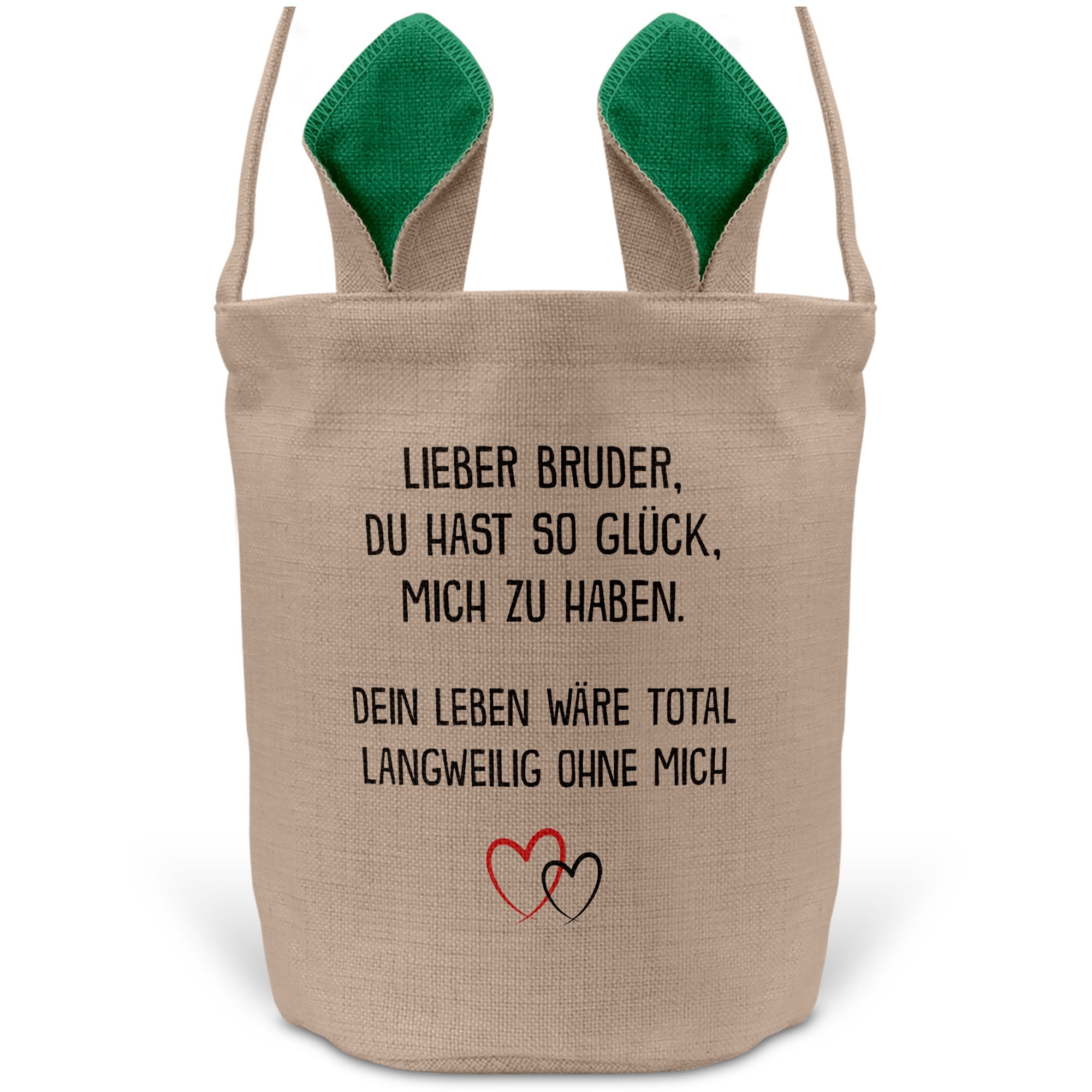 22Feels® Bruder Geschwister Osterkorb mit Henkel Ostergeschenk Tragetasche Ostern Deko Osternest Körbchen Hasenohren (Beige/Grün)-Ostern Tragetasche-22Feels