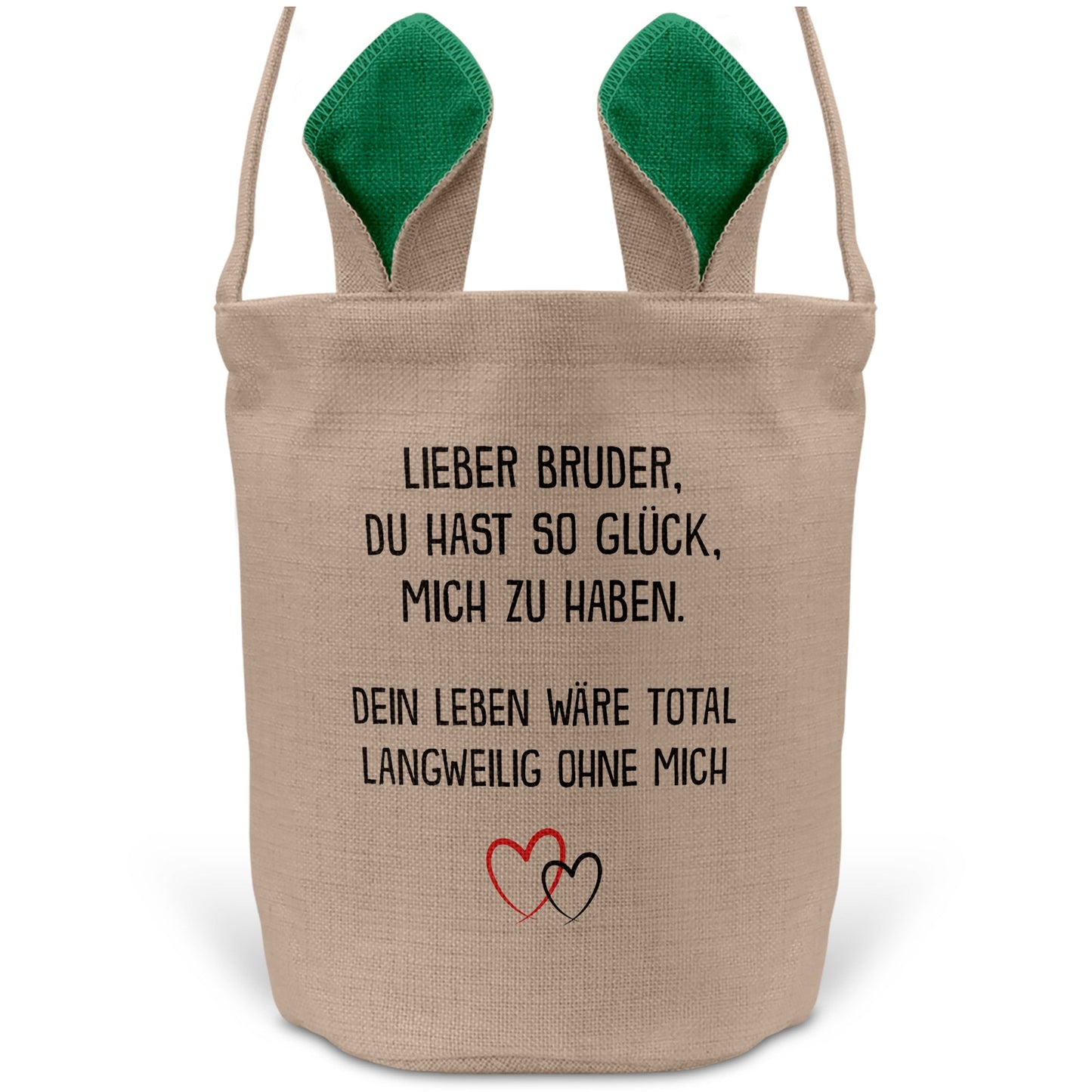 22Feels® Bruder Geschwister Osterkorb mit Henkel Ostergeschenk Tragetasche Ostern Deko Osternest Körbchen Hasenohren (Beige/Grün)-Ostern Tragetasche-22Feels
