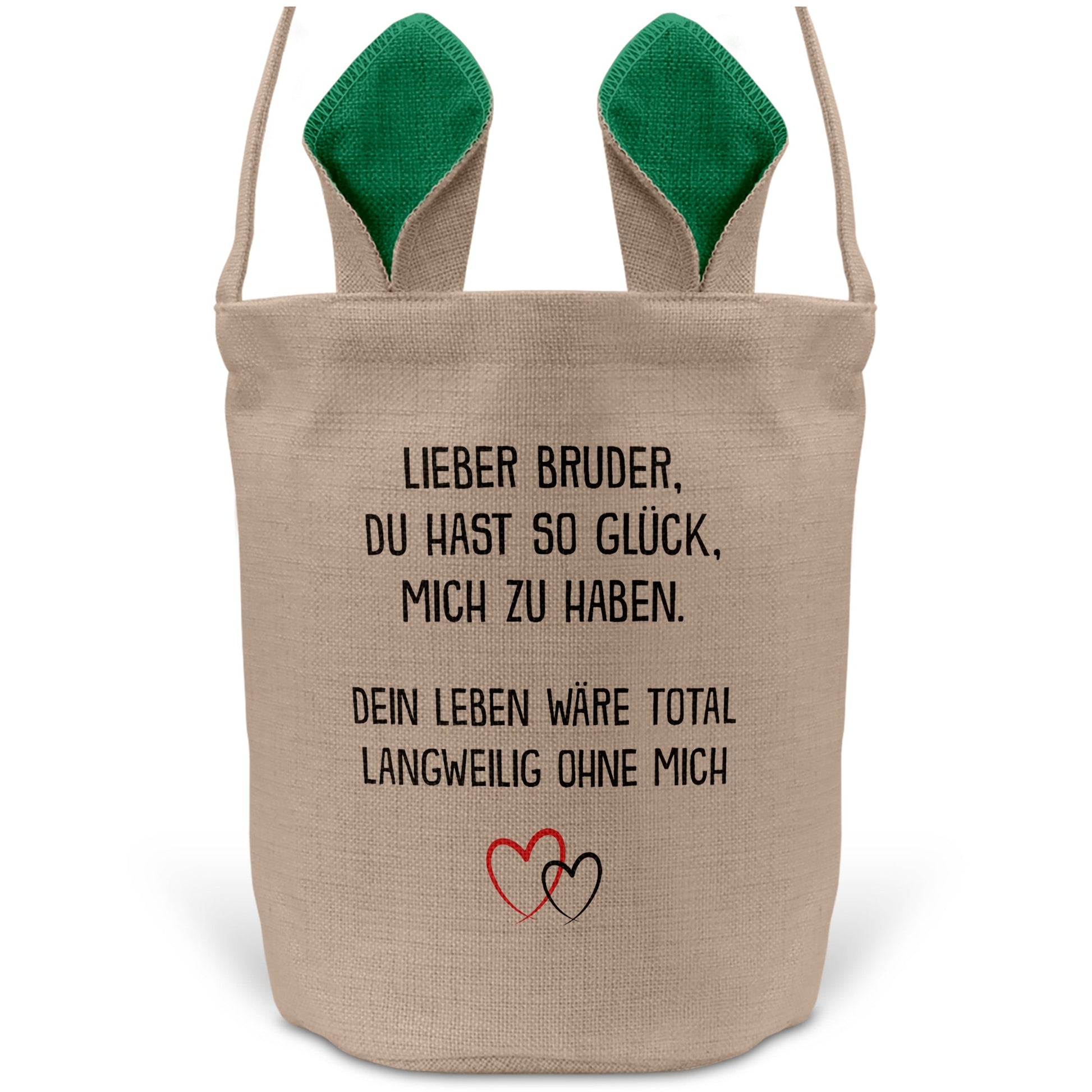 22Feels® Bruder Geschwister Osterkorb mit Henkel Ostergeschenk Tragetasche Ostern Deko Osternest Körbchen Hasenohren (Beige/Grün)-Ostern Tragetasche-22Feels