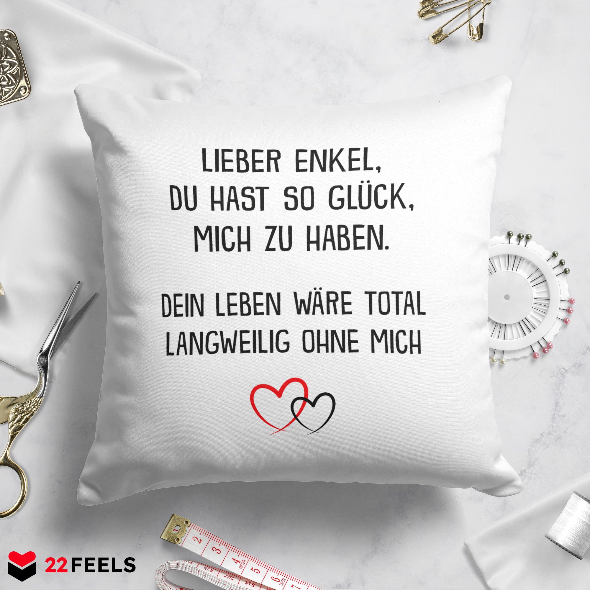22Feels® Enkel Geschenk - Kissen mit Spruch (Weiss 40x40cm)-Kissen Weiss 40x40-22Feels