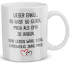 22Feels® Geschenk für Enkel von Oma - Tasse mit Spruch: Glück mich zu haben (Weiss, 320ml)-Weisse Tasse 320ml-22Feels