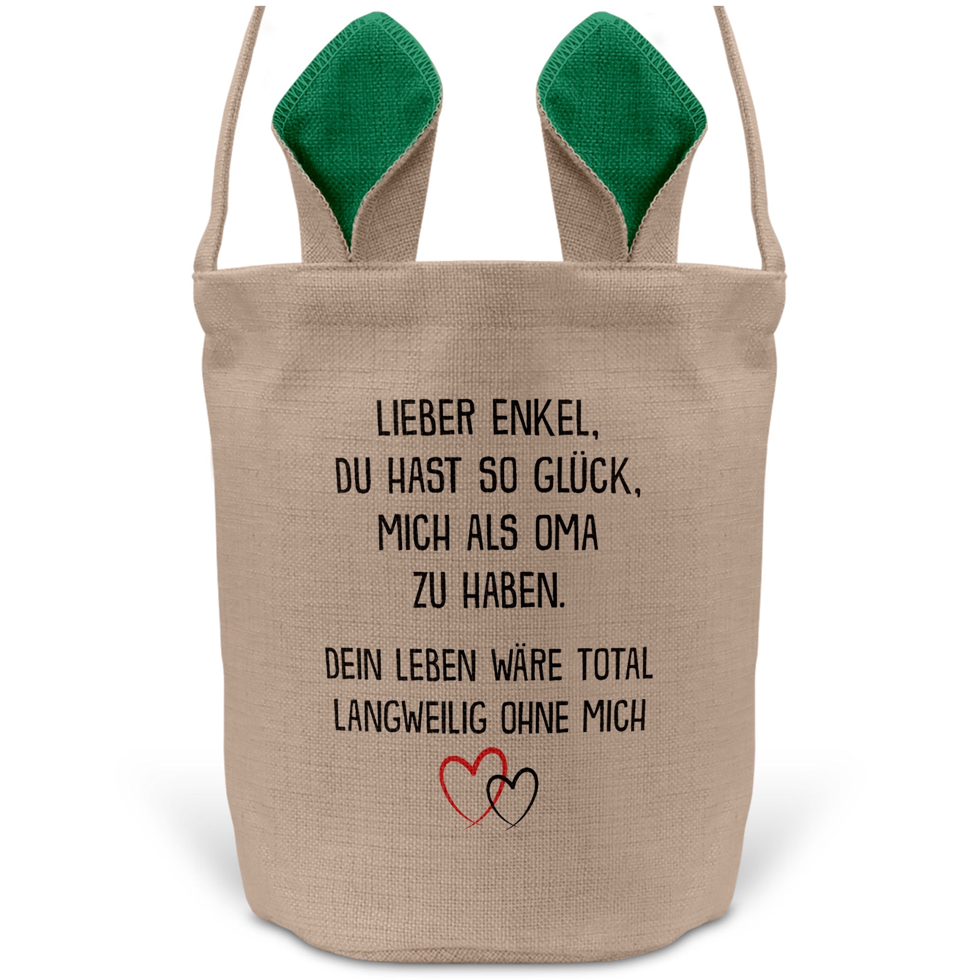 22Feels® Enkel Osterkorb von Oma Kinder Junge mit Henkel Ostergeschenk Tragetasche Ostern Deko Osternest Körbchen Hasenohren (Beige/Grün)-Ostern Tragetasche-22Feels