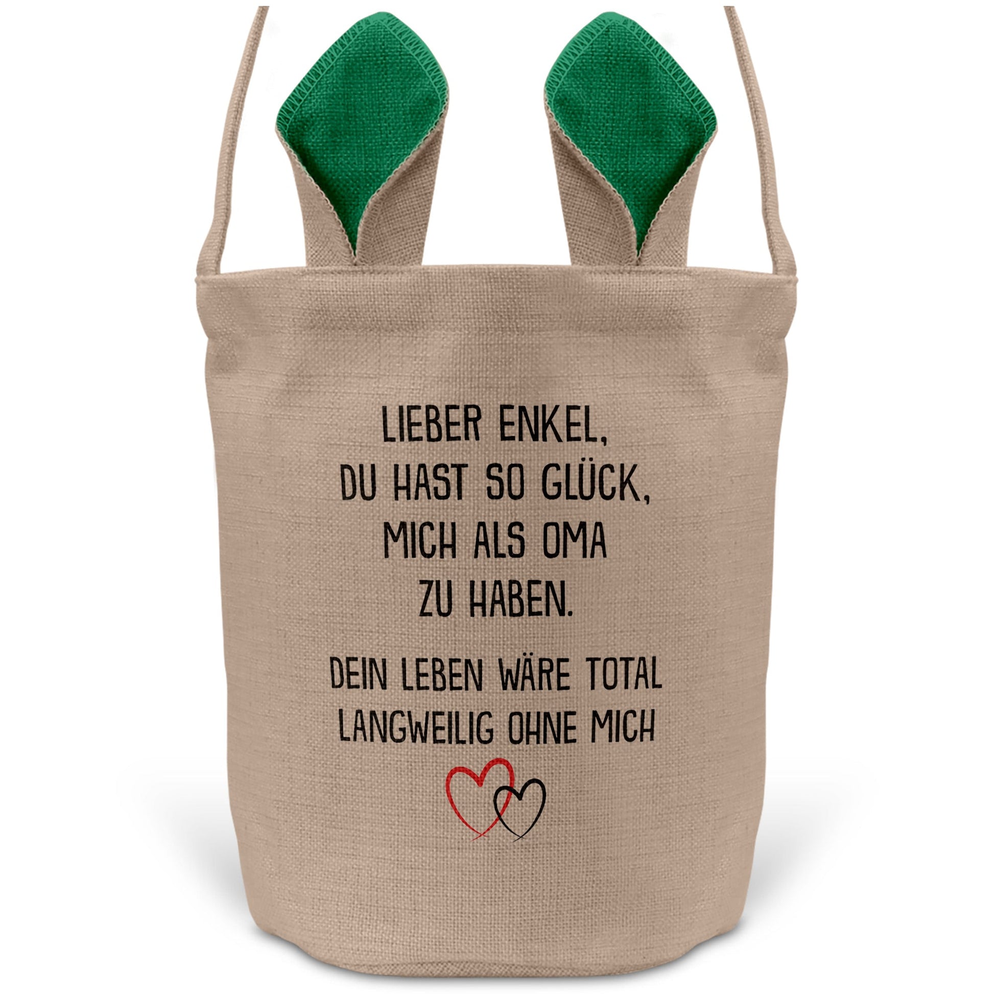 22Feels® Enkel Osterkorb von Oma Kinder Junge mit Henkel Ostergeschenk Tragetasche Ostern Deko Osternest Körbchen Hasenohren (Beige/Grün)-Ostern Tragetasche-22Feels