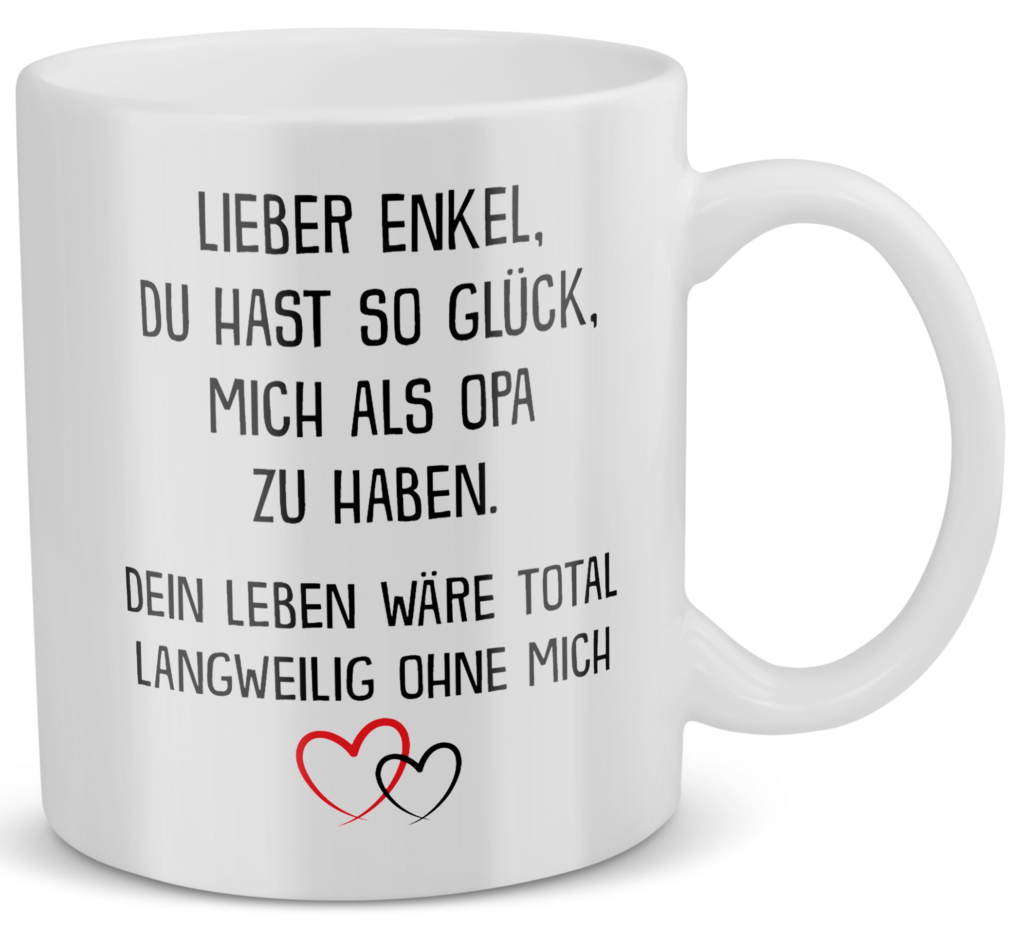 22Feels® Geschenk für Enkel von Opa - Tasse mit Spruch: Glück mich zu haben (Weiss, 320ml)-Weisse Tasse 320ml-22Feels
