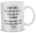 22Feels® Geschenk für Enkel von Opa - Tasse mit Spruch: Glück mich zu haben (Weiss, 320ml)-Weisse Tasse 320ml-22Feels