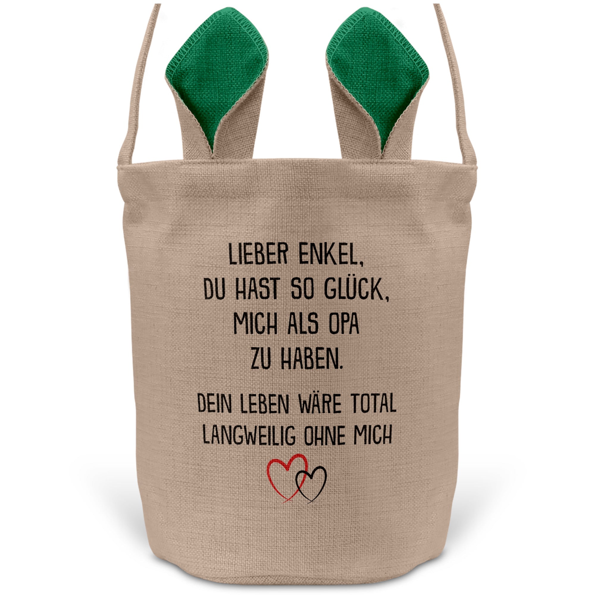 22Feels® Enkel Osterkorb von Opa Kinder Junge mit Henkel Ostergeschenk Tragetasche Ostern Deko Osternest Körbchen Hasenohren (Beige/Grün)-Ostern Tragetasche-22Feels
