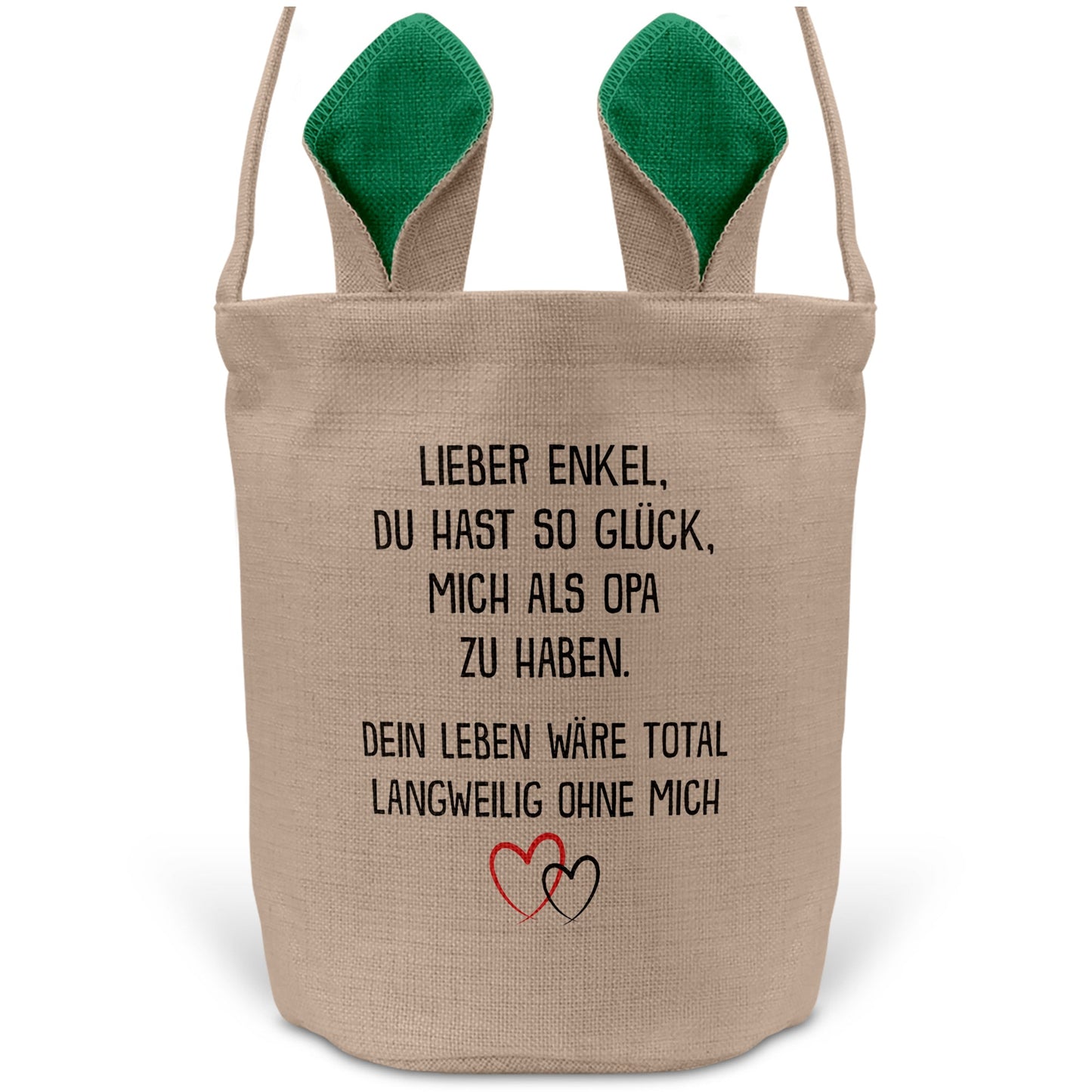 22Feels® Enkel Osterkorb von Opa Kinder Junge mit Henkel Ostergeschenk Tragetasche Ostern Deko Osternest Körbchen Hasenohren (Beige/Grün)-Ostern Tragetasche-22Feels