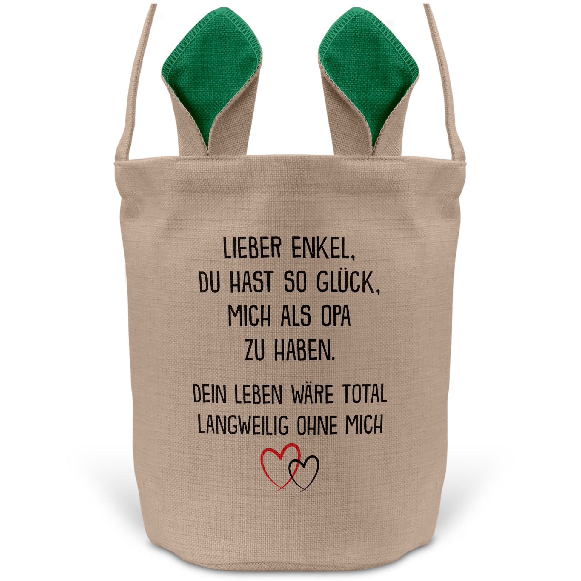22Feels® Enkel Osterkorb von Opa Kinder Junge mit Henkel Ostergeschenk Tragetasche Ostern Deko Osternest Körbchen Hasenohren (Beige/Grün)-Ostern Tragetasche-22Feels