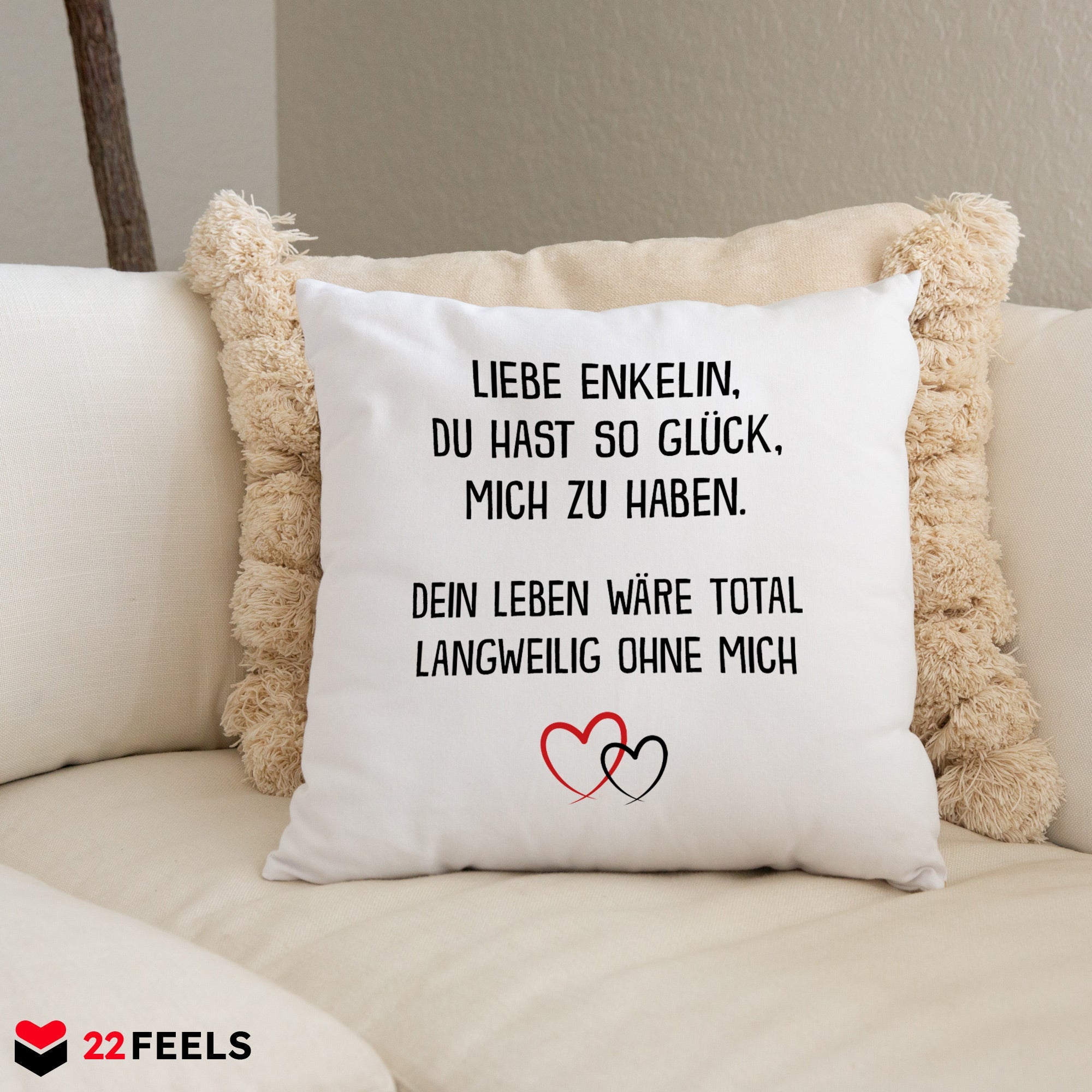 22Feels® Enkelin Geschenk - Kissen mit Spruch (Weiss 40x40cm)-Kissen Weiss 40x40-22Feels