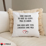 22Feels® Enkelin Geschenk - Kissen mit Spruch (Weiss 40x40cm)-Kissen Weiss 40x40-22Feels