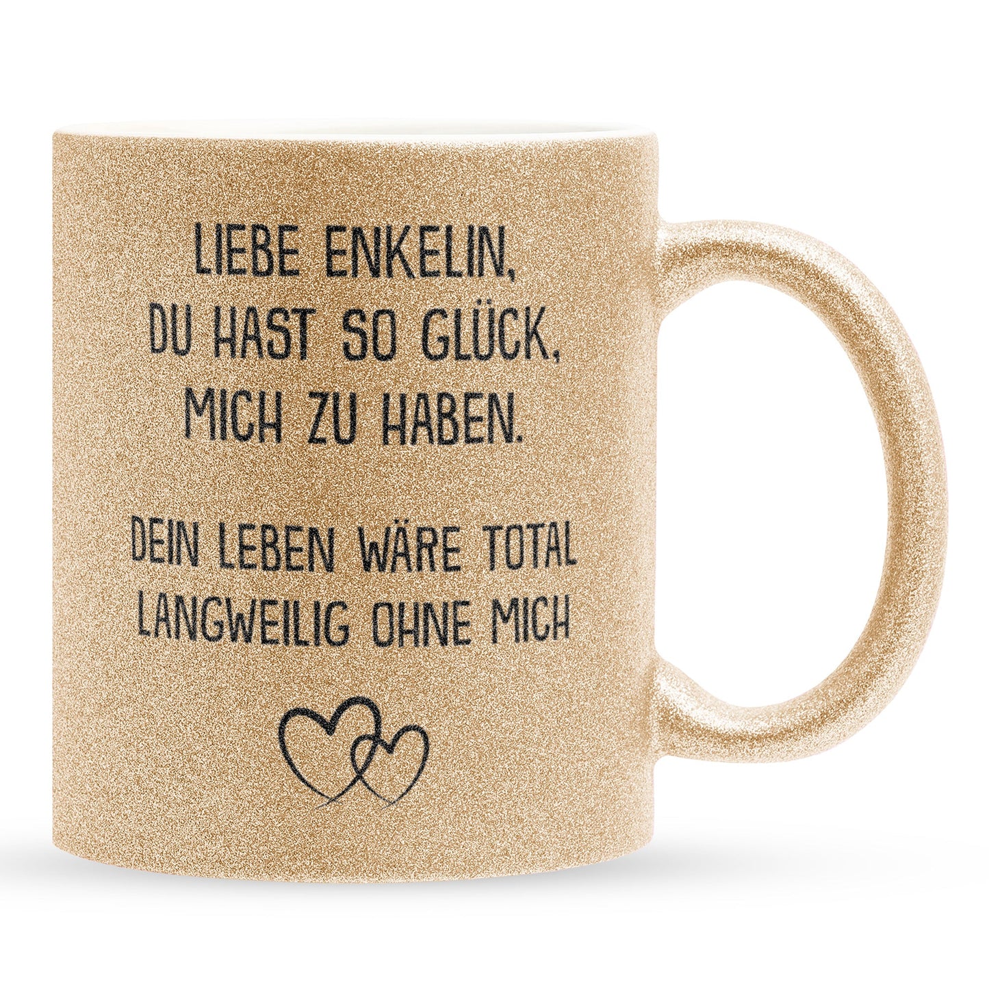 22Feels® Enkelin Geschenk - Glitzertasse mit Spruch (Gold, 320ml)-Glitzertasse Gold 320ml-22Feels