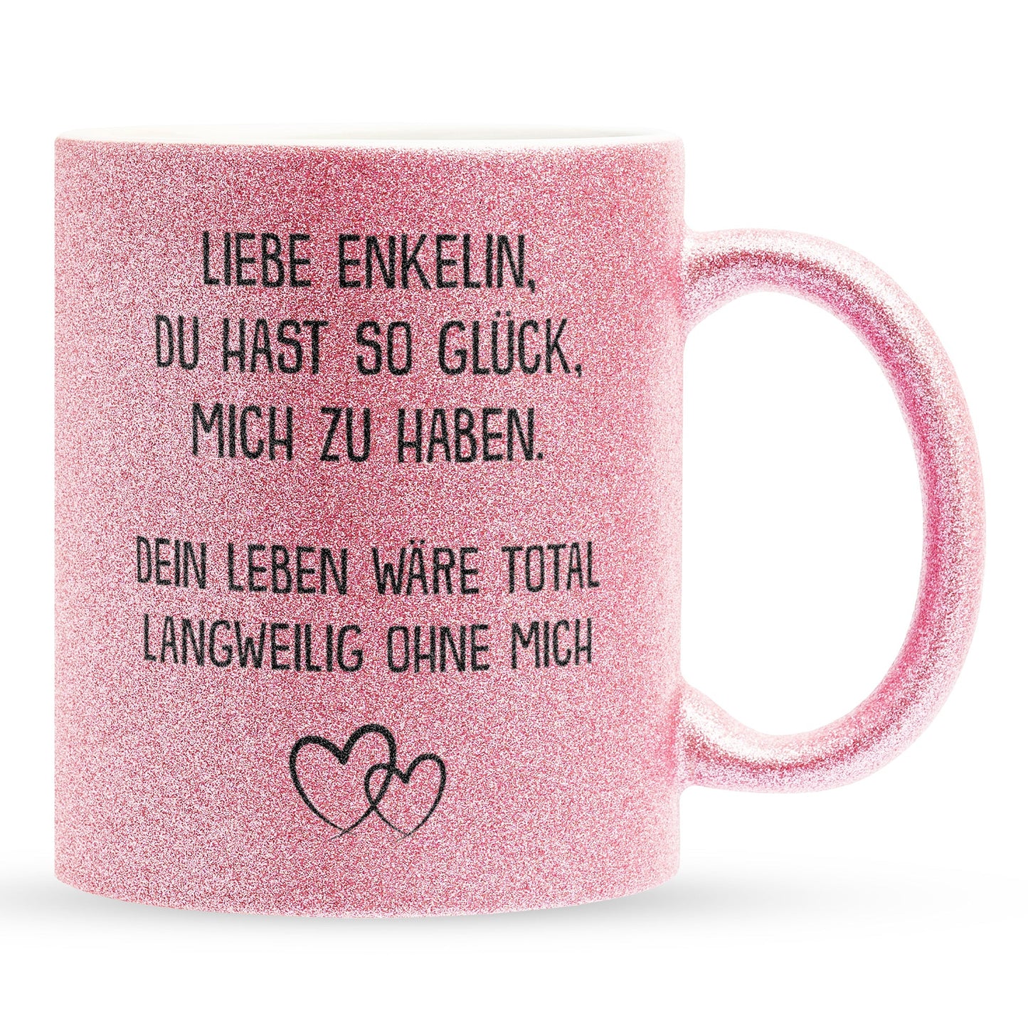22Feels® Enkelin Geschenk - Glitzertasse mit Spruch (Pink, 320ml)-Glitzertasse Pink 320ml-22Feels