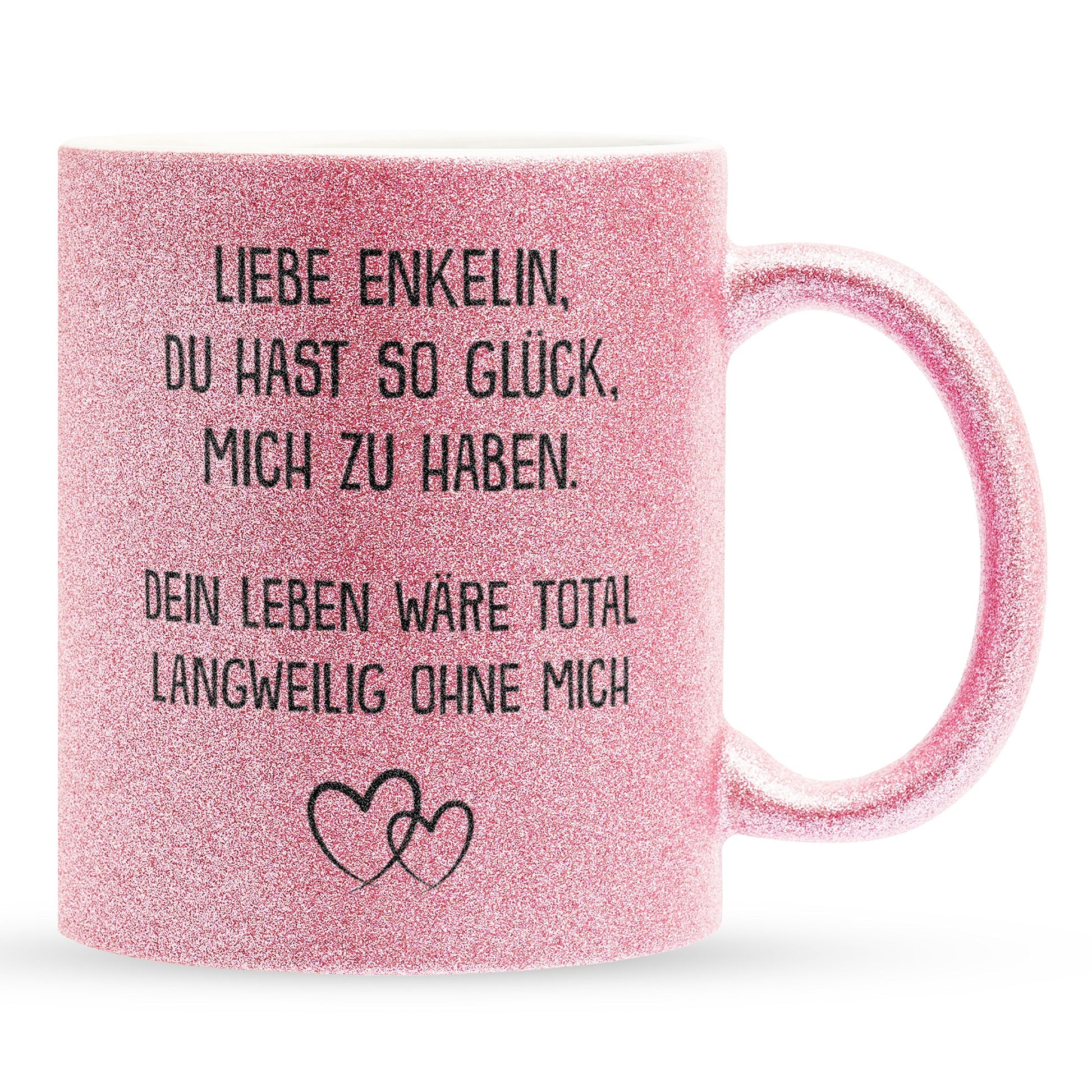 22Feels® Enkelin Geschenk - Glitzertasse mit Spruch (Pink, 320ml)-Glitzertasse Pink 320ml-22Feels