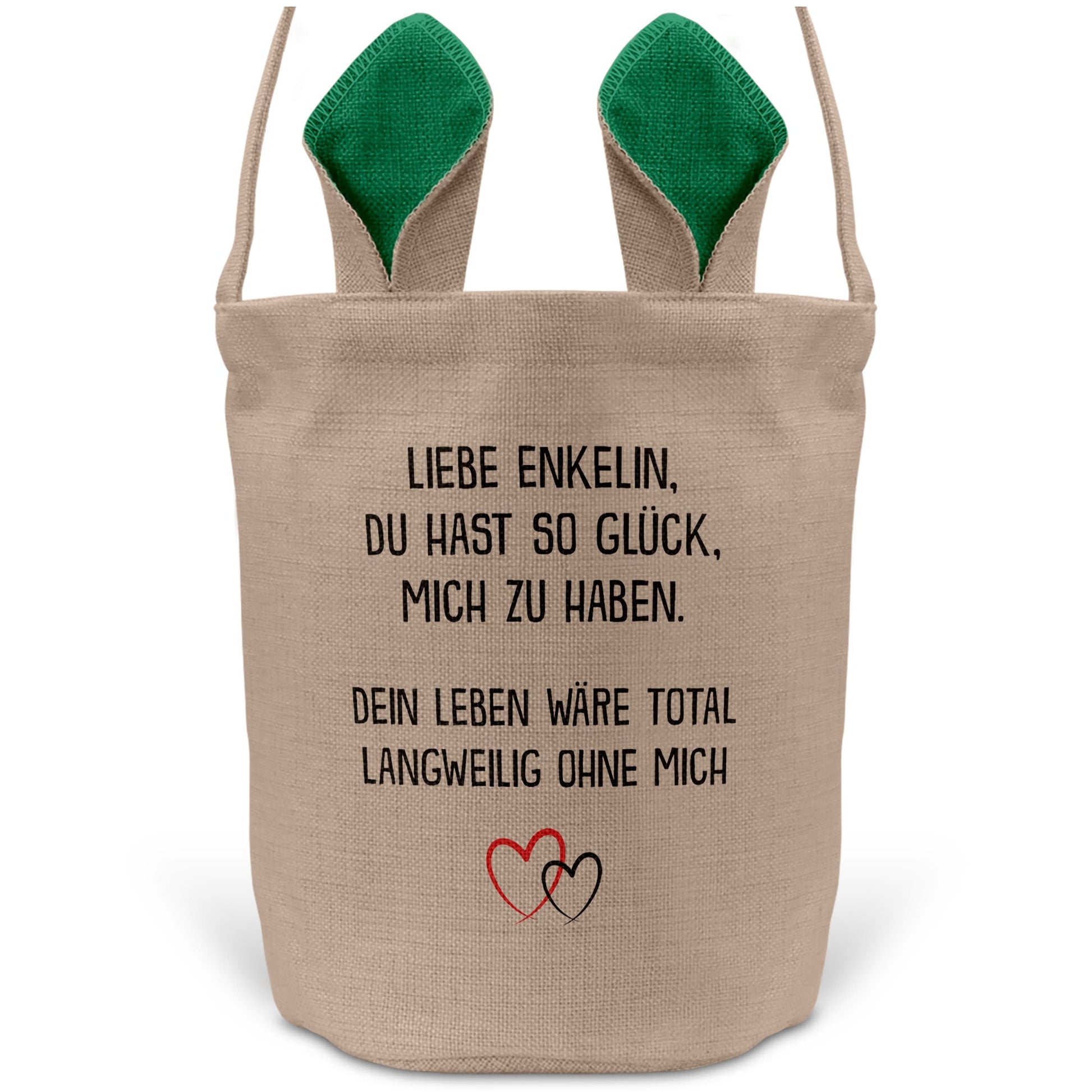 22Feels® Enkelin Kinder Mädchen Osterkorb mit Henkel Ostergeschenk Tragetasche Ostern Deko Osternest Körbchen Hasenohren (Beige/Grün)-Ostern Tragetasche-22Feels