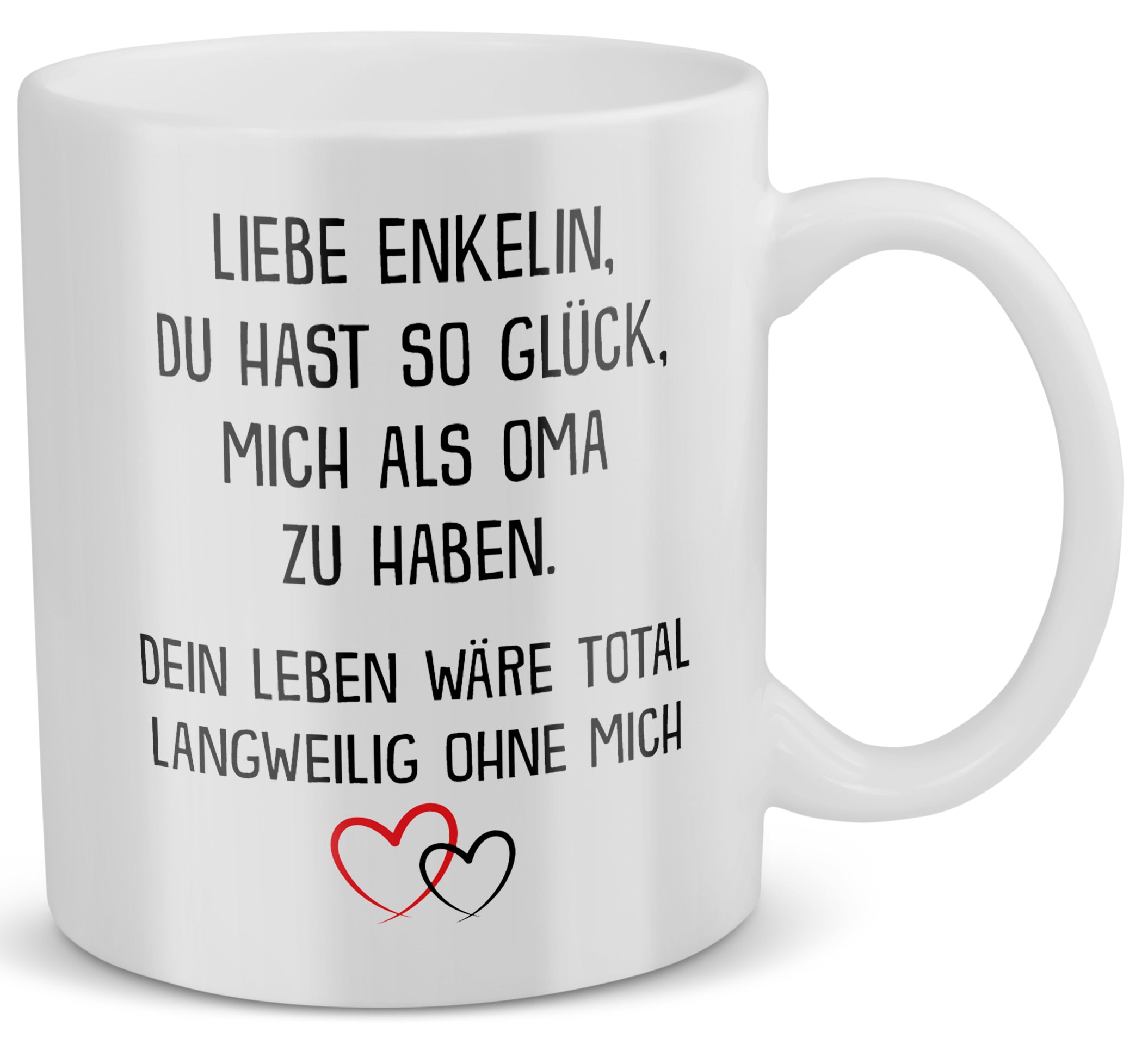 22Feels® Geschenk für Enkelin von Oma - Tasse mit Spruch: Glück mich zu haben (Weiss, 320ml)-Weisse Tasse 320ml-22Feels