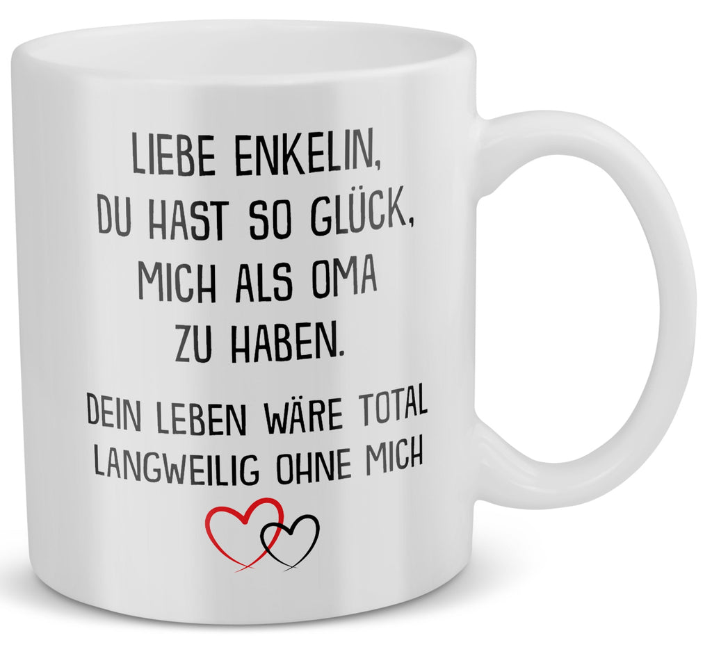 22Feels® Geschenk für Enkelin von Oma - Tasse mit Spruch: Glück mich zu haben (Weiss, 320ml)-Weisse Tasse 320ml-22Feels