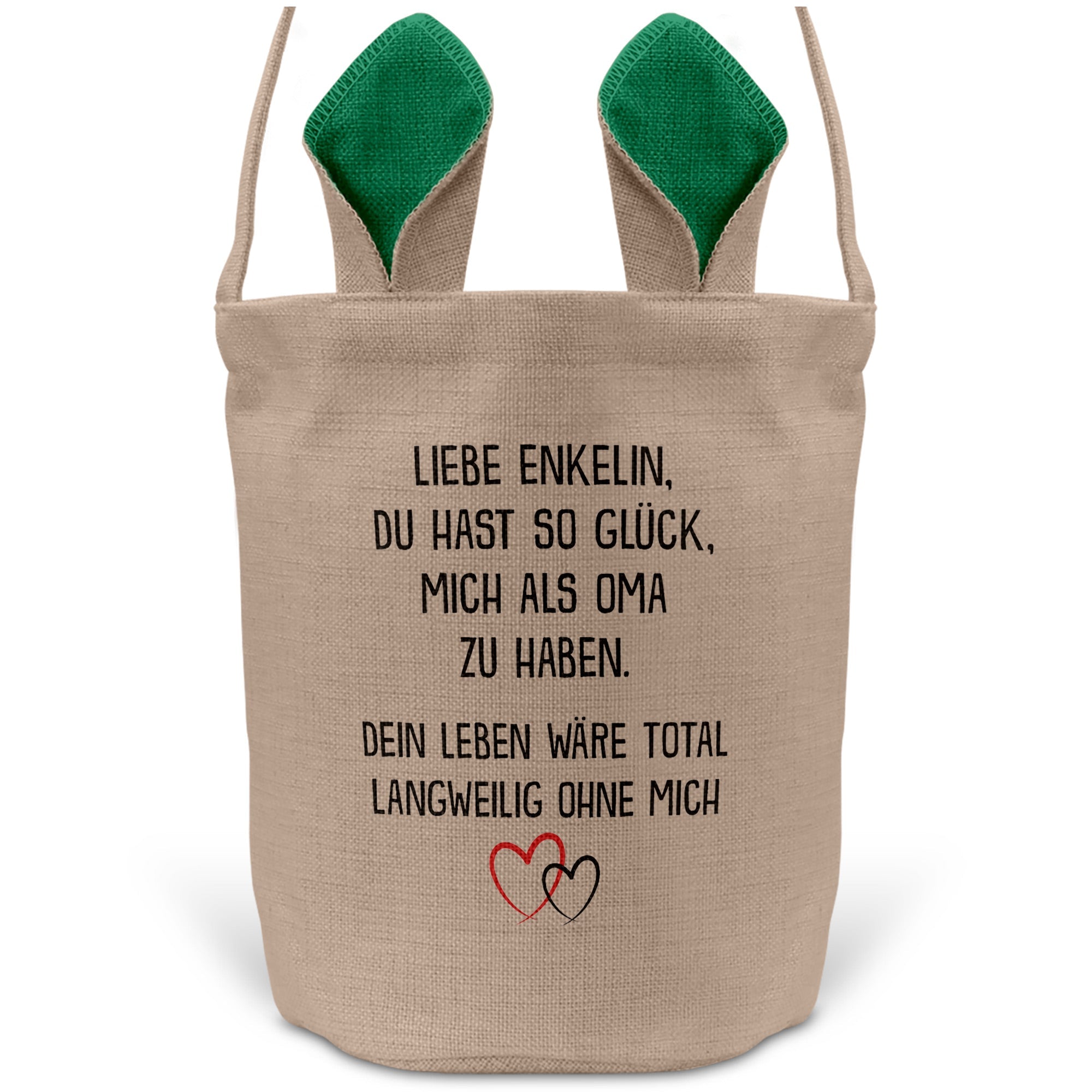 22Feels® Enkelin Osterkorb von Oma Kinder Mädchen mit Henkel Ostergeschenk Tragetasche Ostern Deko Osternest Körbchen Hasenohren (Beige/Grün)-Ostern Tragetasche-22Feels