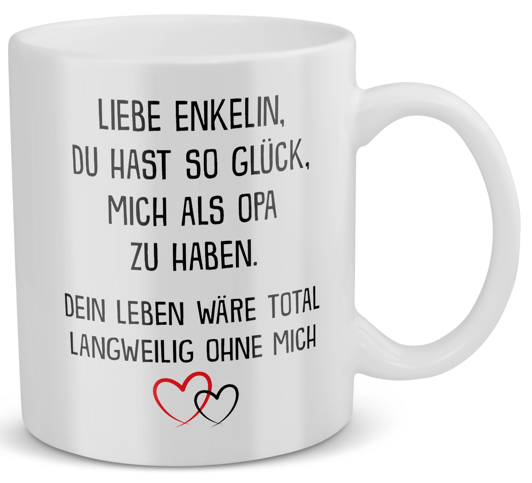 22Feels® Geschenk für Enkelin von Opa - Tasse mit Spruch: Glück mich zu haben (Weiss, 320ml)-Weisse Tasse 320ml-22Feels