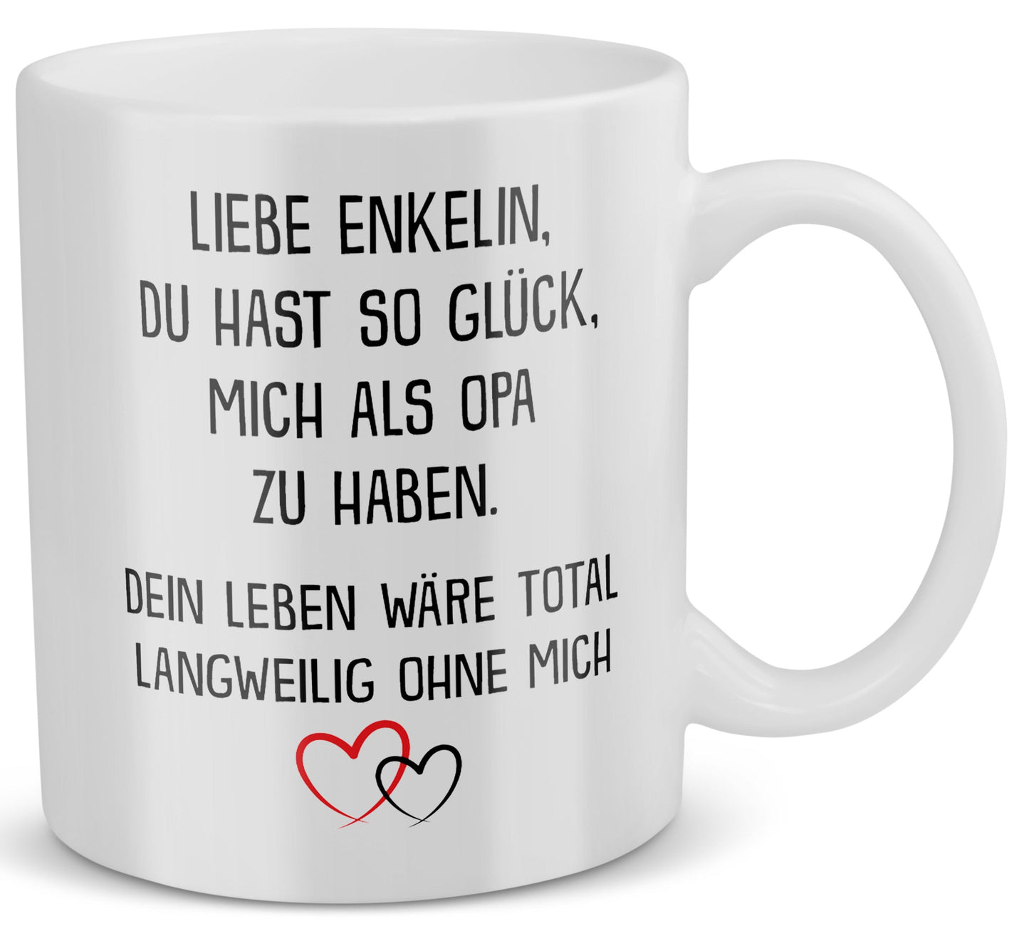 22Feels® Geschenk für Enkelin von Opa - Tasse mit Spruch: Glück mich zu haben (Weiss, 320ml)-Weisse Tasse 320ml-22Feels
