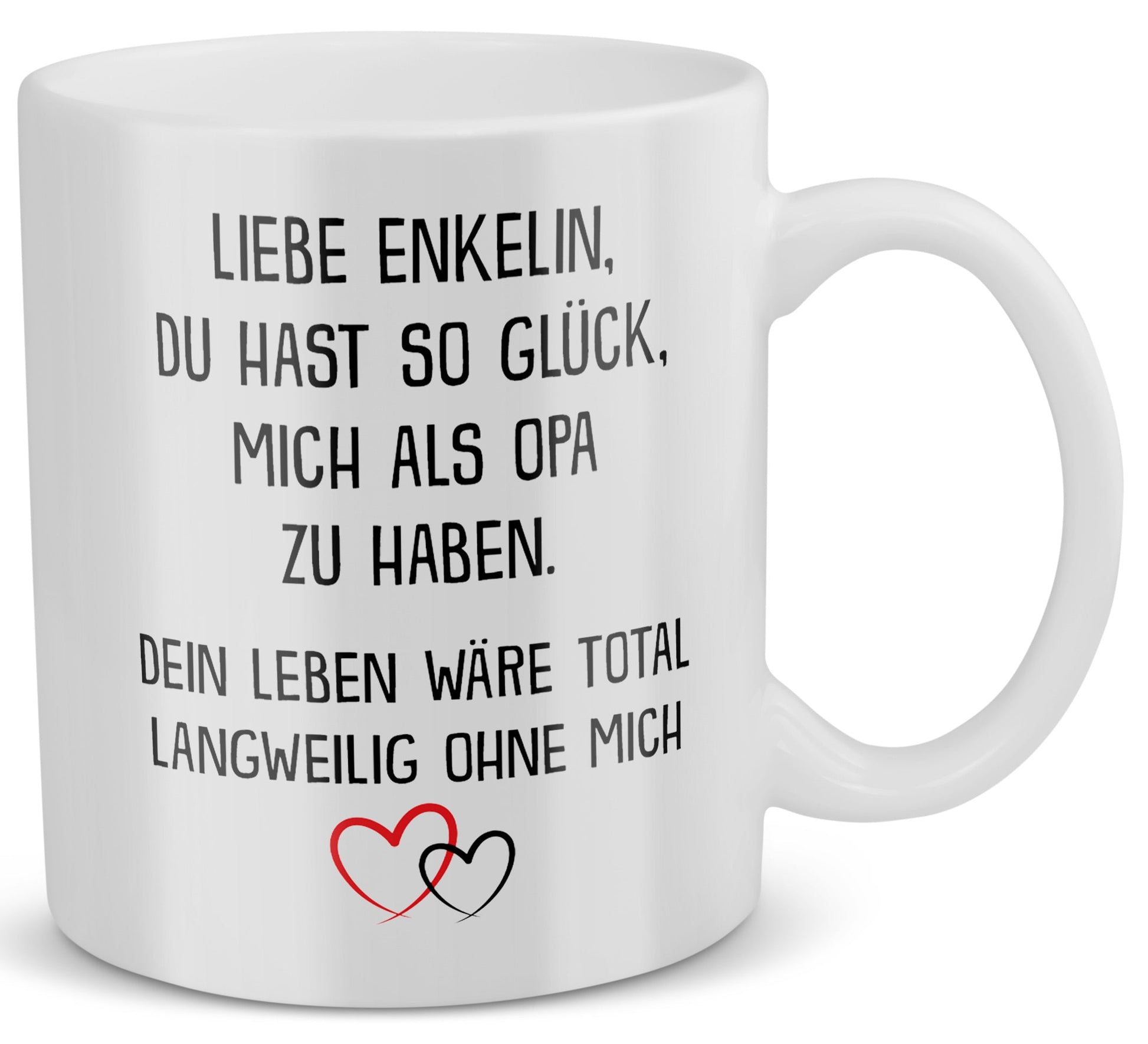 22Feels® Geschenk für Enkelin von Opa - Tasse mit Spruch: Glück mich zu haben (Weiss, 320ml)-Weisse Tasse 320ml-22Feels