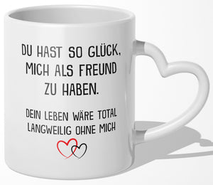 22Feels® Freundin Geschenk zum Jahrestag, Valentinstag etc. - Tasse mit Spruch (Herzhenkel, Weiss, 320ml)-Tasse Weiss Herzhenkel 320ml-22Feels