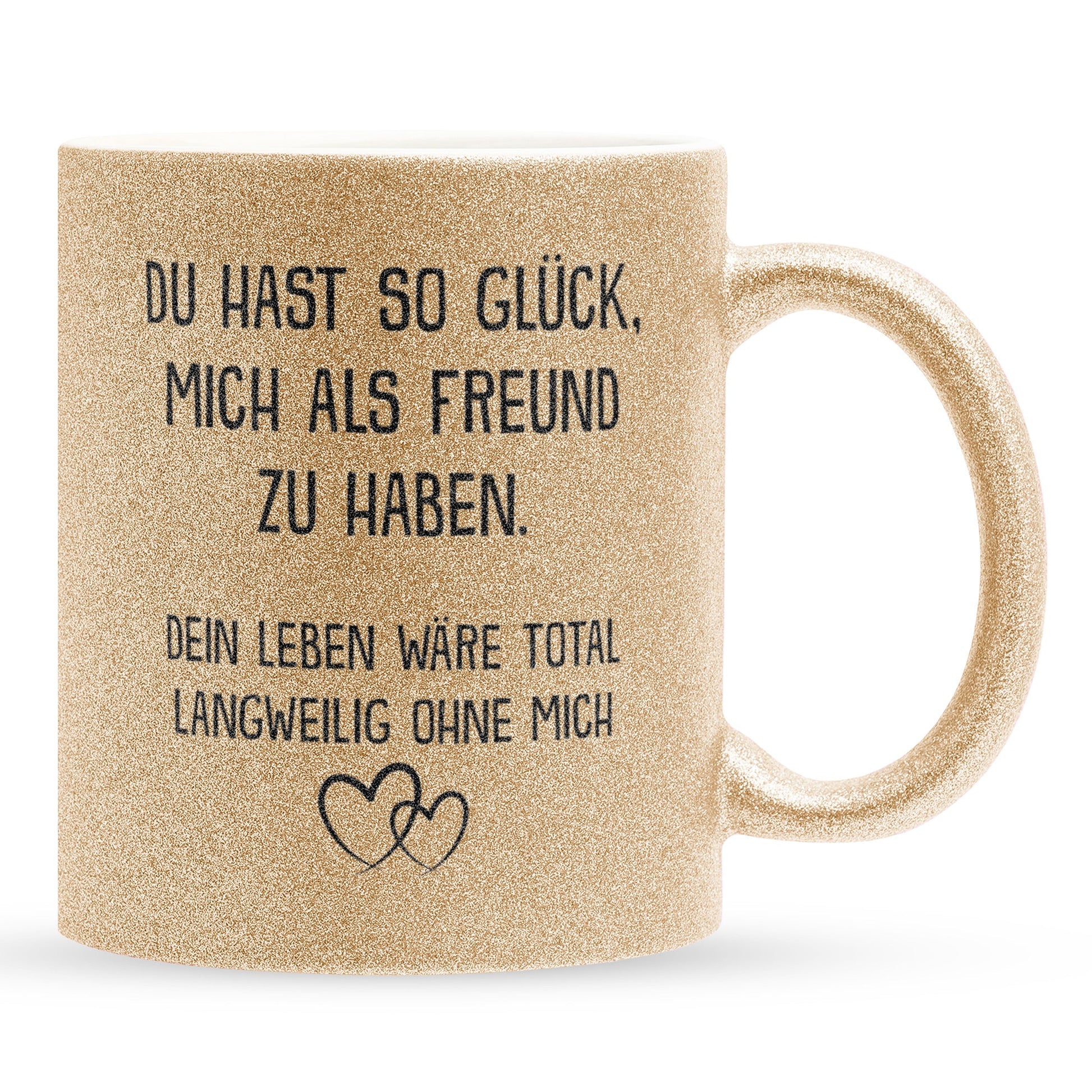 22Feels® Freundin Geschenk zum Jahrestag, Valentinstag etc. - Glitzertasse mit Spruch (Gold, 320ml)-Glitzertasse Gold 320ml-22Feels