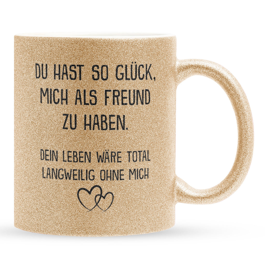 22Feels® Freundin Geschenk zum Jahrestag, Valentinstag etc. - Glitzertasse mit Spruch (Gold, 320ml)-Glitzertasse Gold 320ml-22Feels