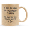 22Feels® Freundin Geschenk zum Jahrestag, Valentinstag etc. - Glitzertasse mit Spruch (Gold, 320ml)-Glitzertasse Gold 320ml-22Feels