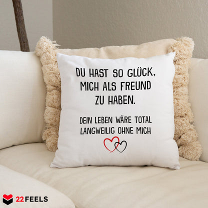 22Feels® Freundin Geschenk zum Jahrestag, Valentinstag etc. - Kissen mit Spruch (Weiss 40x40cm)-Kissen Weiss 40x40-22Feels