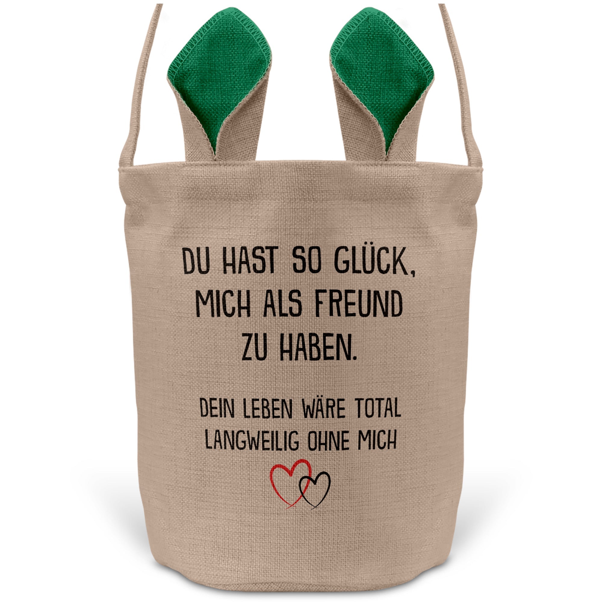 22Feels® Freundin Paar Osterkorb mit Henkel Ostergeschenk Tragetasche Ostern Deko Osternest Körbchen Hasenohren (Beige/Grün)-Ostern Tragetasche-22Feels