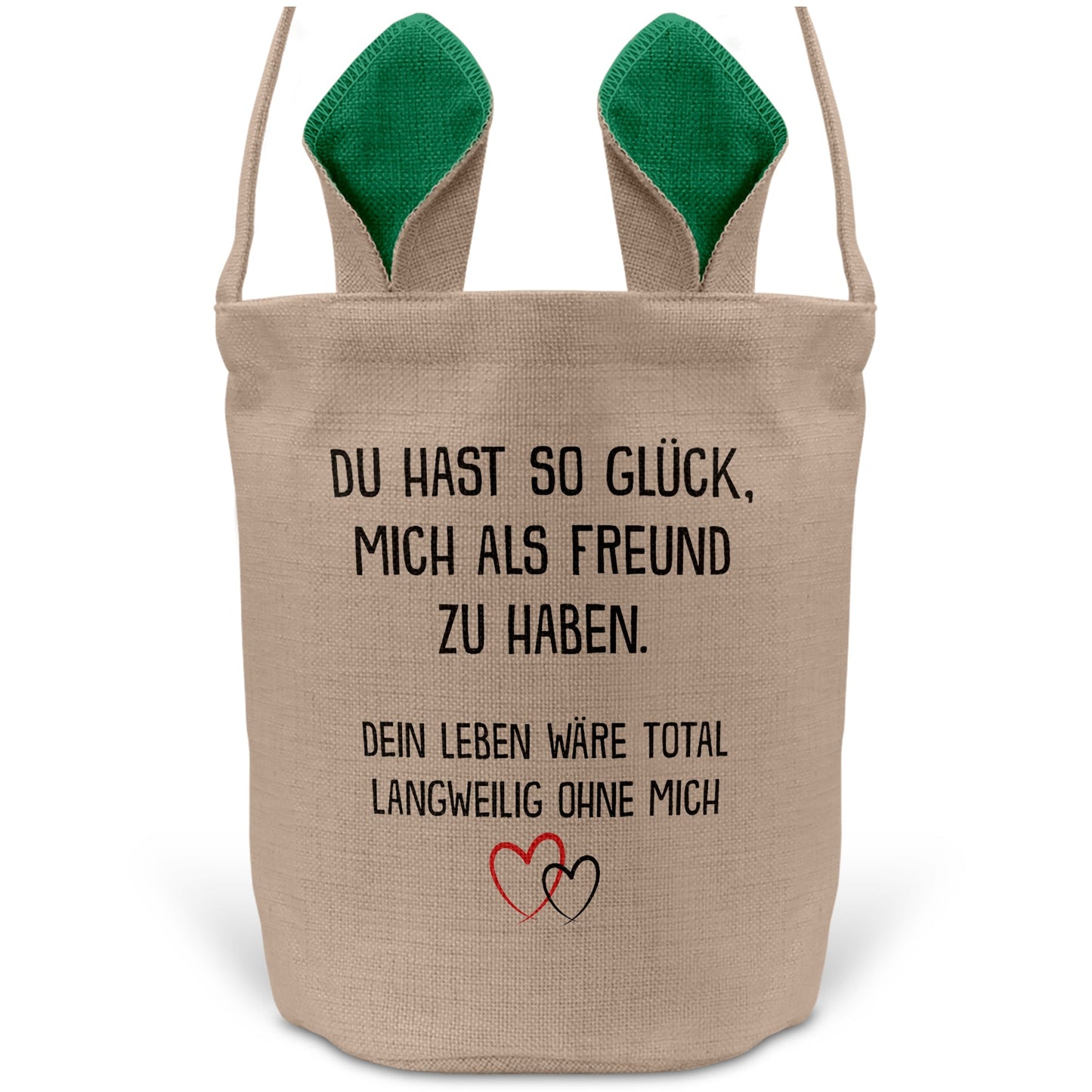 22Feels® Freundin Paar Osterkorb mit Henkel Ostergeschenk Tragetasche Ostern Deko Osternest Körbchen Hasenohren (Beige/Grün)-Ostern Tragetasche-22Feels