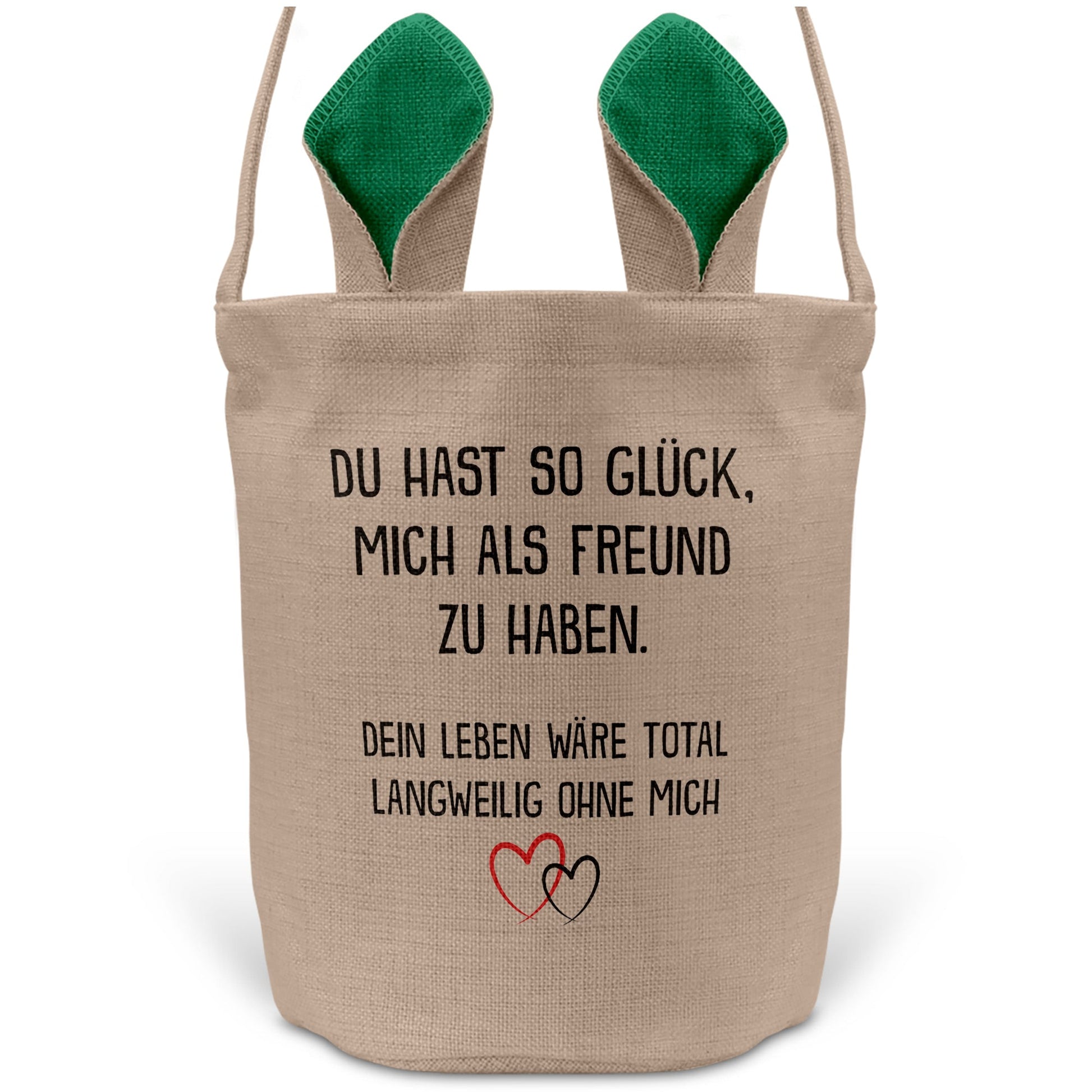 22Feels® Freundin Paar Osterkorb mit Henkel Ostergeschenk Tragetasche Ostern Deko Osternest Körbchen Hasenohren (Beige/Grün)-Ostern Tragetasche-22Feels