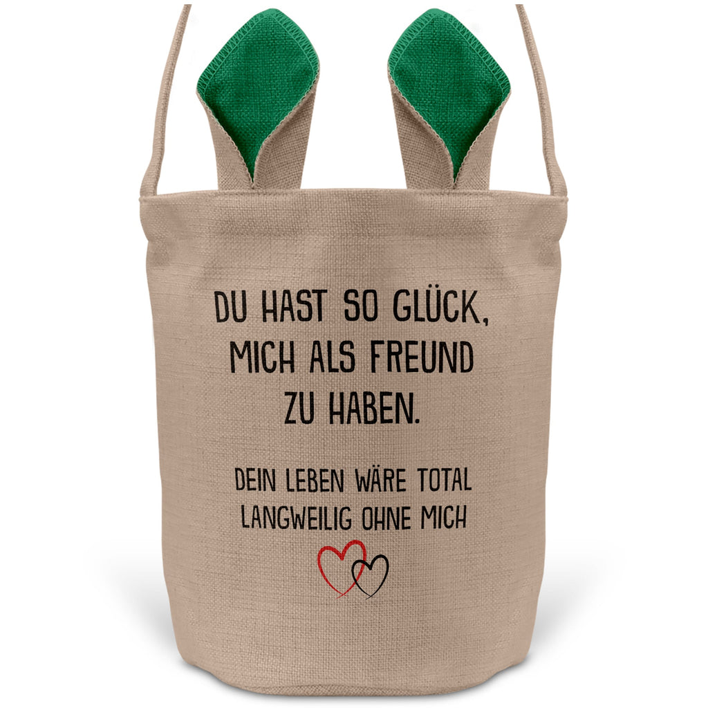 22Feels® Freundin Paar Osterkorb mit Henkel Ostergeschenk Tragetasche Ostern Deko Osternest Körbchen Hasenohren (Beige/Grün)-Ostern Tragetasche-22Feels