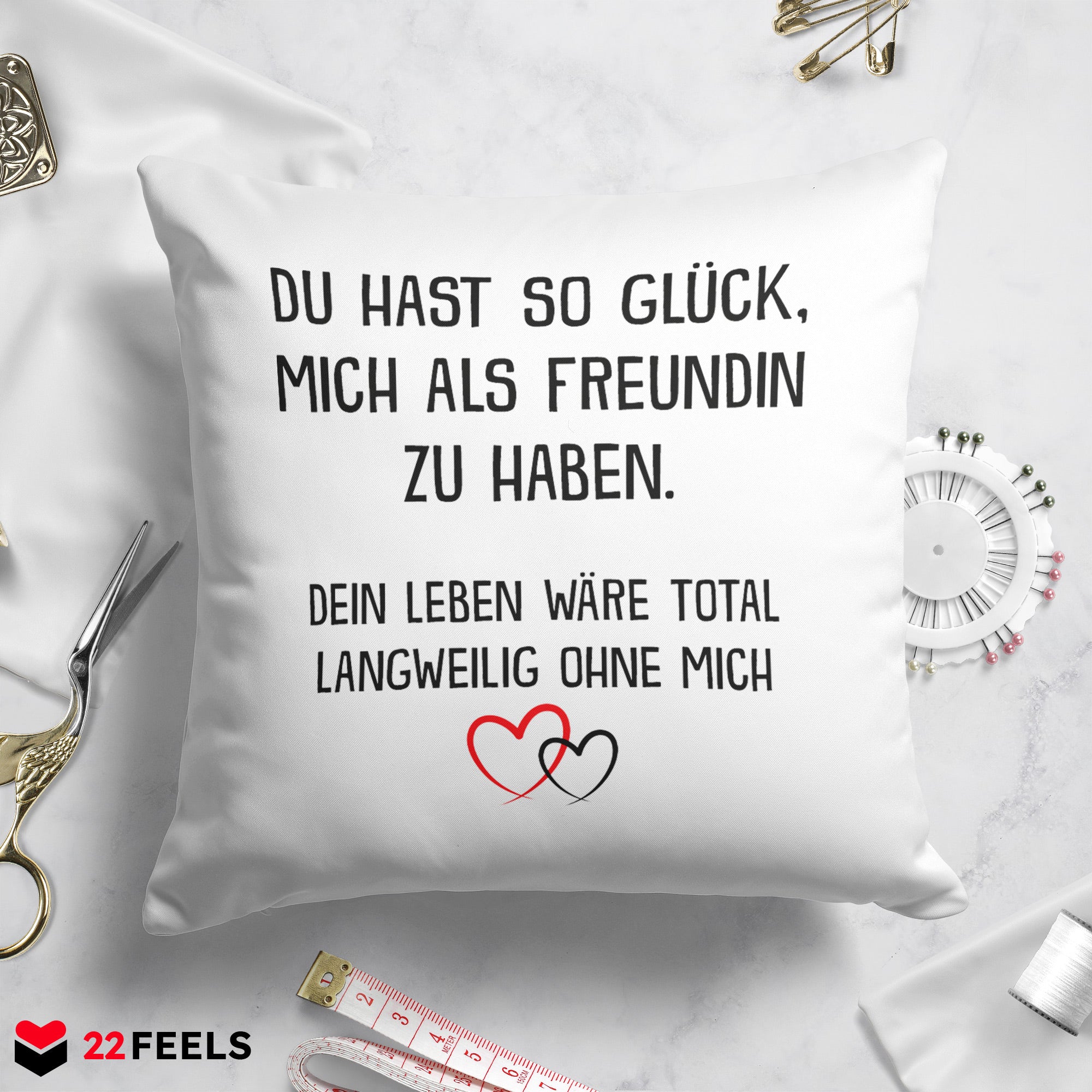 22Feels® Freund Geschenk zum Jahrestag, Valentinstag etc. - Kissen mit Spruch (Weiss 40x40cm)-Kissen Weiss 40x40-22Feels