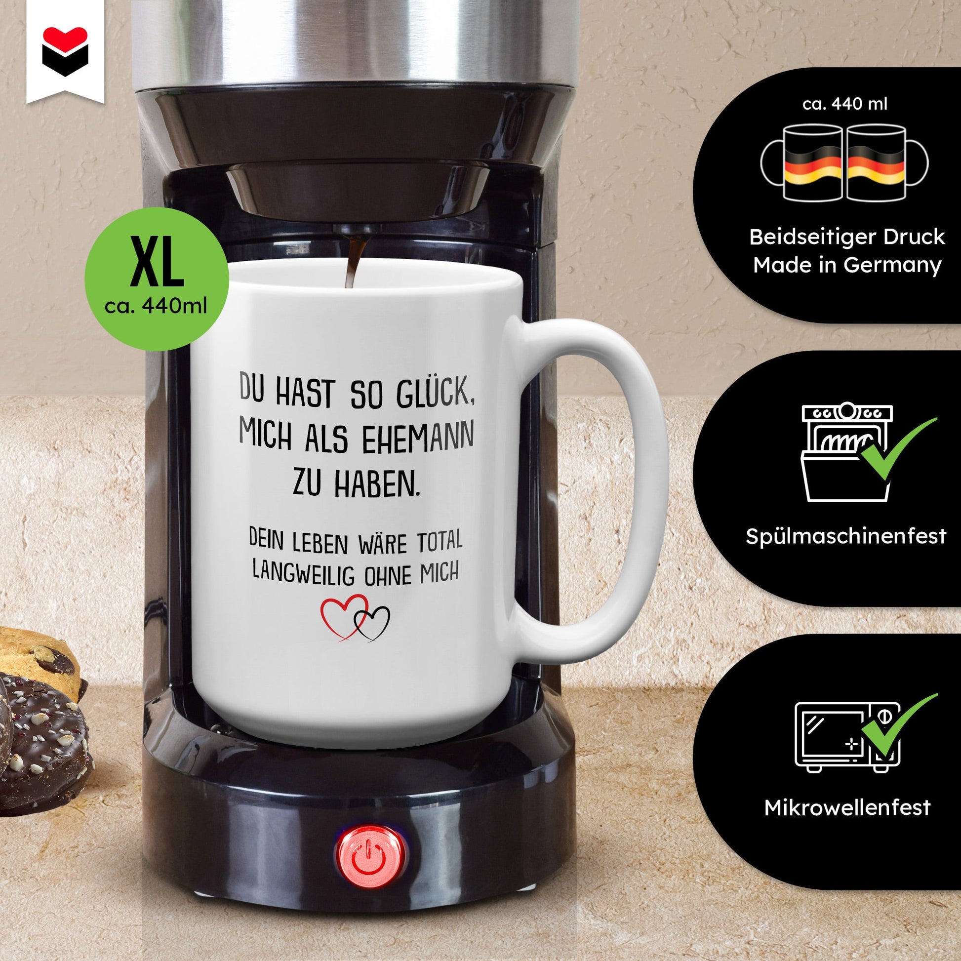 22Feels® Ehefrau Geschenk zum Hochzeitstag, Valentinstag etc. - XL Tasse mit Spruch (Weiss, 440ml)-Weisse XL Tasse 440ml-22Feels