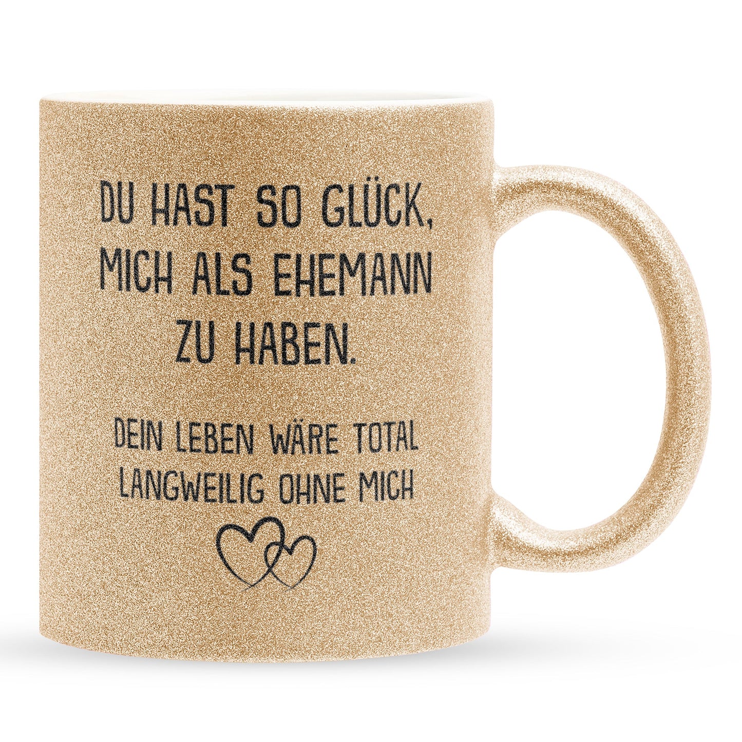 22Feels® Ehefrau Geschenk zum Hochzeitstag, Valentinstag etc. - Glitzertasse mit Spruch (Gold, 320ml)-Glitzertasse Gold 320ml-22Feels